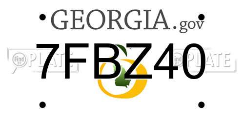 7FBZ40 Georgia License Plate