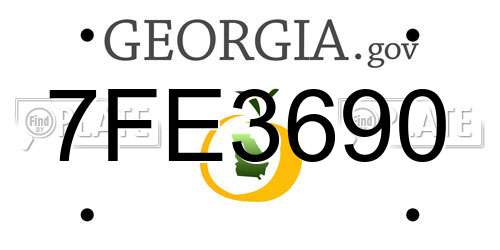 7FE3690 Georgia License Plate