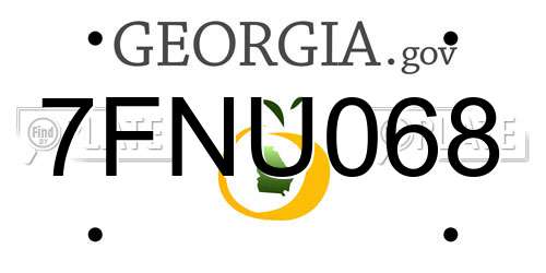 7FNU068 Georgia License Plate