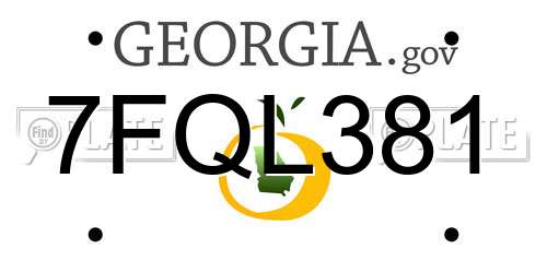 7FQL381 Georgia License Plate