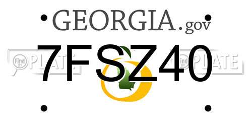 7FSZ40 Georgia License Plate