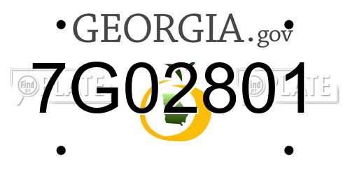 7G02801 Georgia License Plate