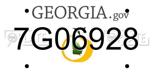 7G06928 Georgia License Plate
