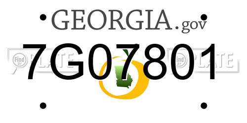 7G07801 Georgia License Plate