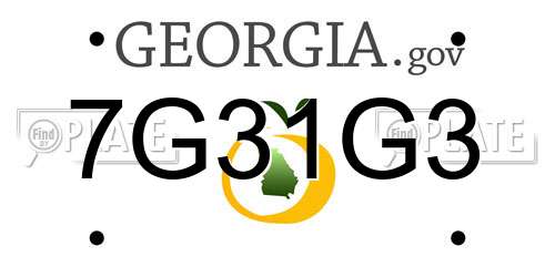 7G31G3 Georgia License Plate