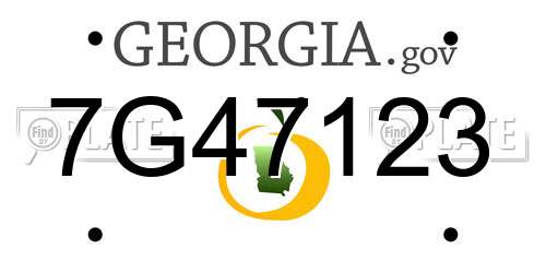 7G47123 Georgia License Plate