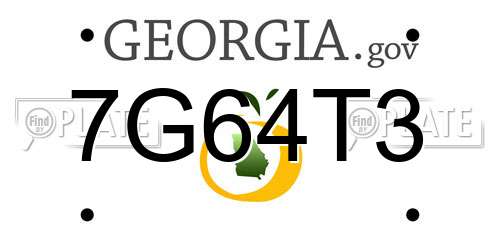 7G64T3 Georgia License Plate
