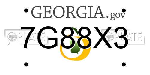 7G88X3 Georgia License Plate