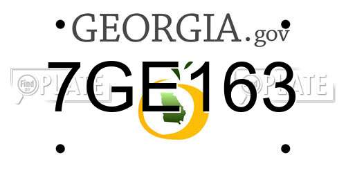 7GE163 Georgia License Plate