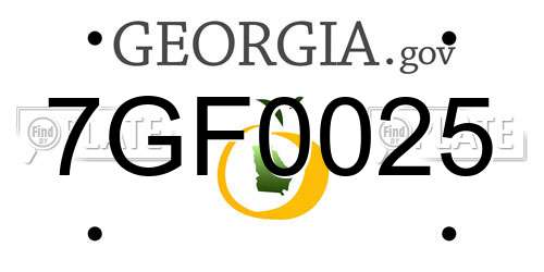 7GF0025 Georgia License Plate