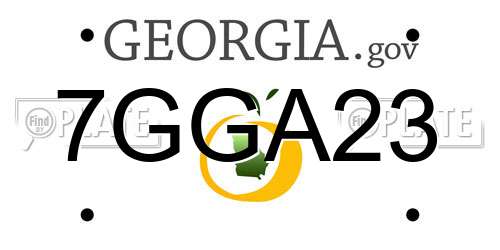 7GGA23 Georgia License Plate