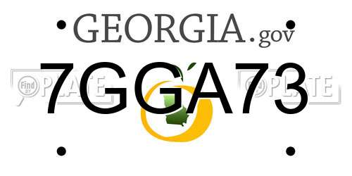 7GGA73 Georgia License Plate