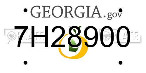 7H28900 Georgia License Plate