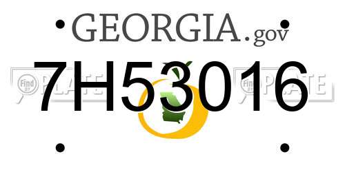 7H53016 Georgia License Plate