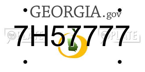 7H57777 Georgia License Plate