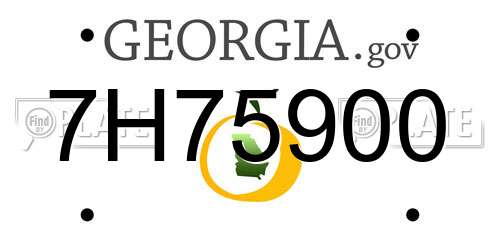 7H75900 Georgia License Plate