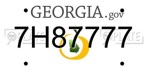 7H87777 Georgia License Plate