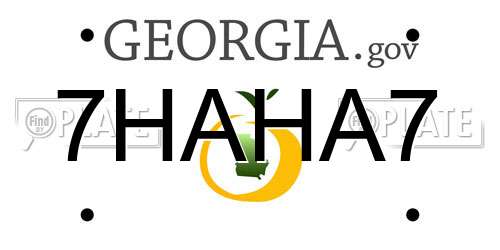 7HAHA7 Georgia License Plate