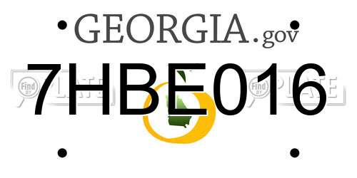 7HBE016 Georgia License Plate