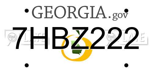 7HBZ222 Georgia License Plate