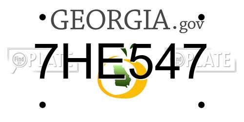 7HE547 Georgia License Plate