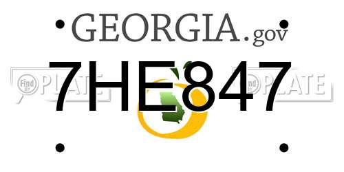 7HE847 Georgia License Plate