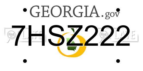 7HSZ222 Georgia License Plate