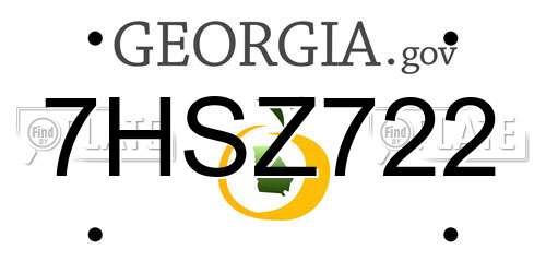 7HSZ722 Georgia License Plate