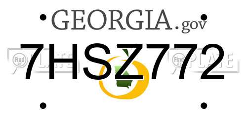 7HSZ772 Georgia License Plate
