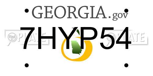 7HYP54 Georgia License Plate