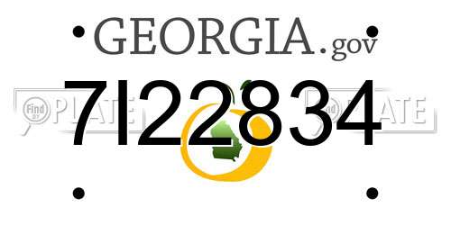 7I22834 Georgia License Plate