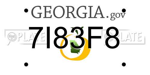 7I83F8 Georgia License Plate