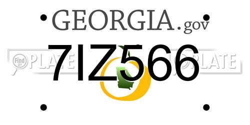 7IZ566 Georgia License Plate