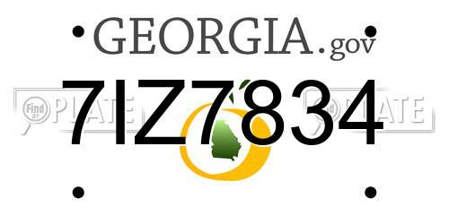7IZ7834 Georgia License Plate