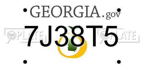7J38T5 Georgia License Plate