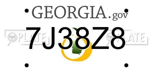 7J38Z8 Georgia License Plate