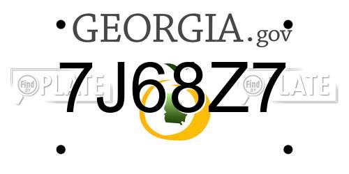 7J68Z7 Georgia License Plate