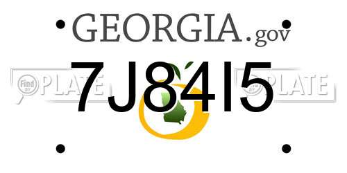 7J84I5 Georgia License Plate