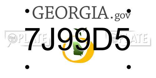 7J99D5 Georgia License Plate
