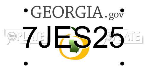 7JES25 Georgia License Plate