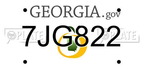 7JG822 Georgia License Plate