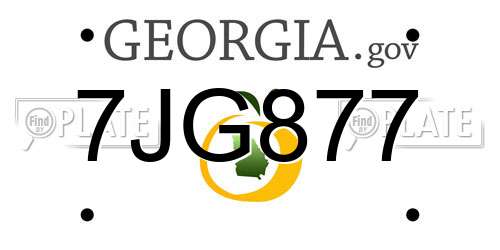 7JG877 Georgia License Plate