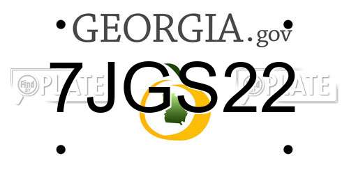 7JGS22 Georgia License Plate