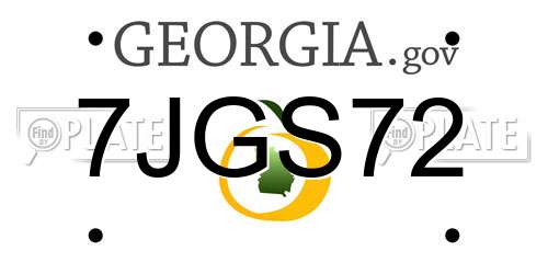 7JGS72 Georgia License Plate