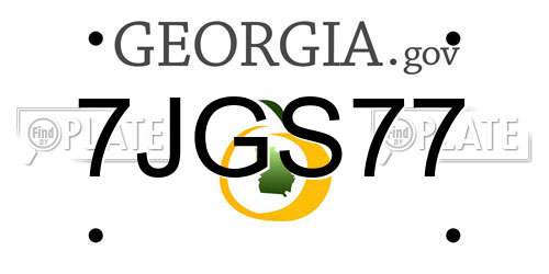 7JGS77 Georgia License Plate