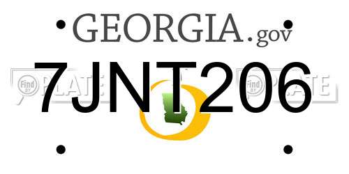 7JNT206 Georgia License Plate