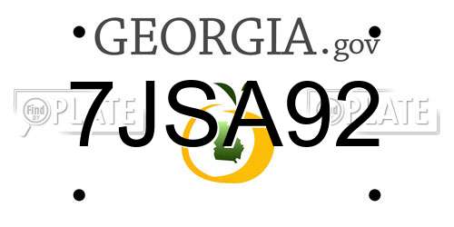 7JSA92 Georgia License Plate