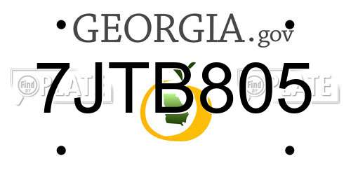 7JTB805 Georgia License Plate
