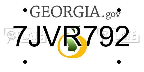 7JVR792 Georgia License Plate
