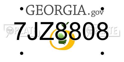 7JZ8808 Georgia License Plate